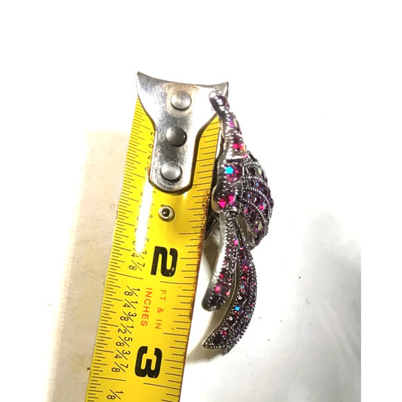 Ruby Red Rhinestone Bow Alligator Clip Hair Barrette Christmas Party Dance - Picture 8 of 8